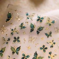 hcduwoeuk Green Butterflies Nail Art Stickers – Elegant and Vibrant Butterfly Designs for Nail Art